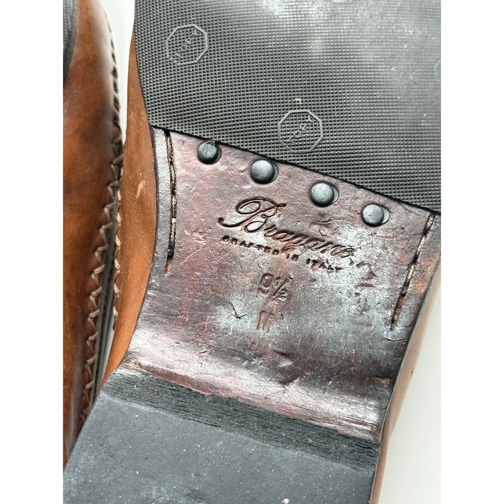 Bragano Italy Woven Leather Loafers Mens 9.5 Brown Vintage - Picture 10 of 10